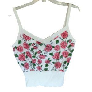 Nicole Miller Rose Sweater Crop Spring Top Sz L